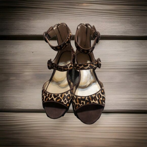 Ann Taylor Ivette Hcalf Mary Jane Flat M Size 6.5 Multi Brown Summer Sandals - Picture 1 of 7